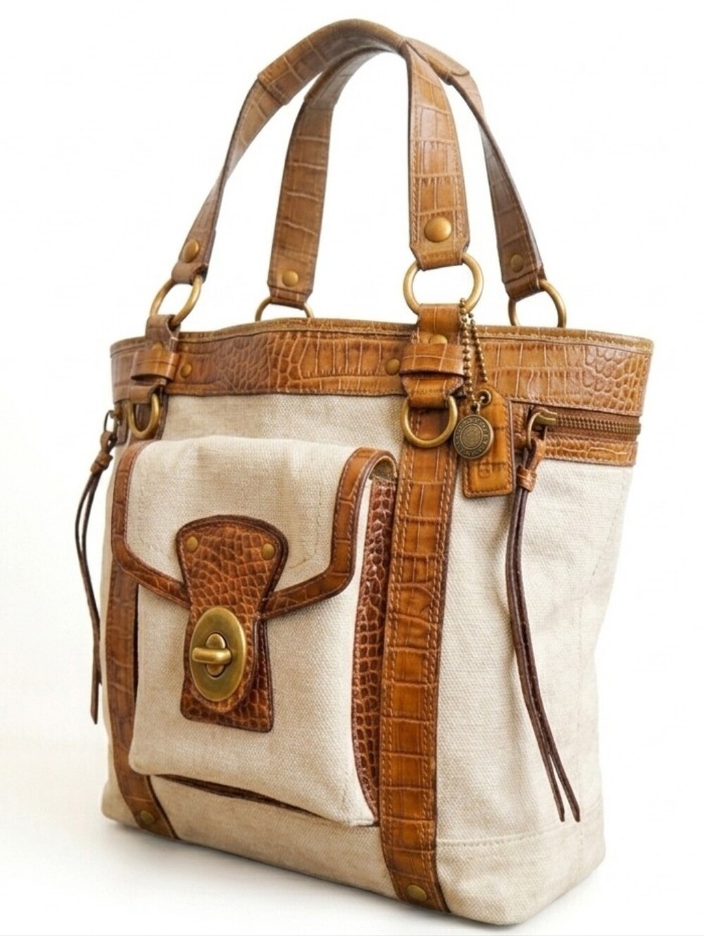 Coach 2006 Vintage Legacy Canvas & Croc Leather Pocket Tote 10648